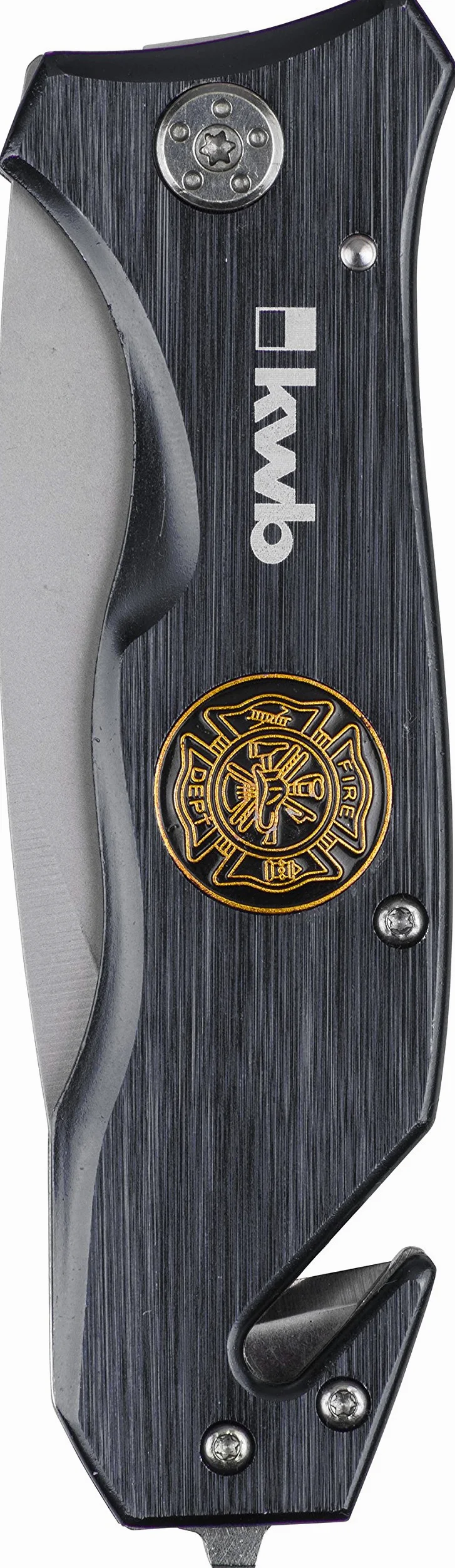 kwb cuchillo de rescate con cortador de cinturón y rompecristales, extra afilado, cuchillo de emergencia con hoja de 90 mm