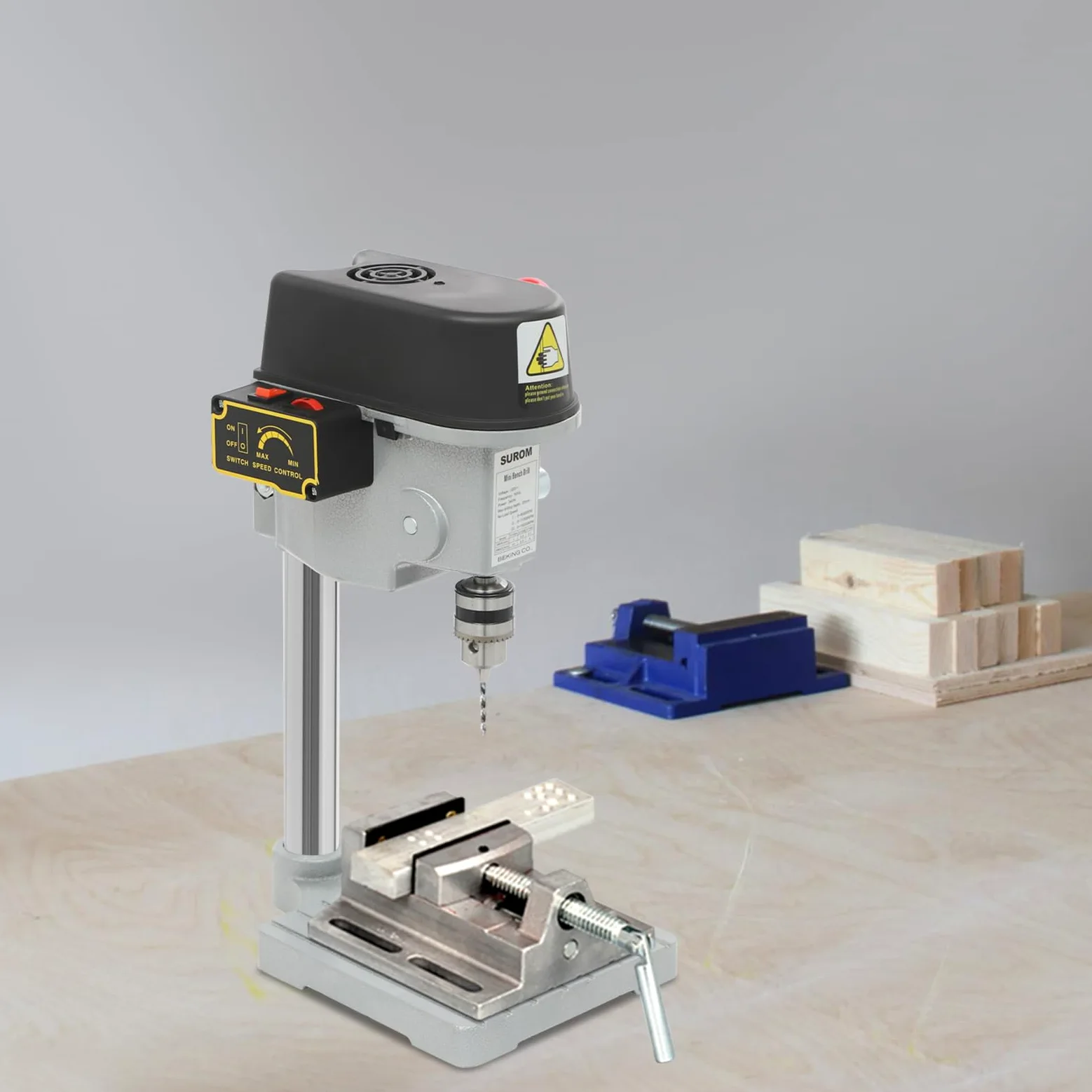 Taladro de banco de trabajo portátil de 340 W taladros de columna de velocidad ajustable para bricolaje y modelismo