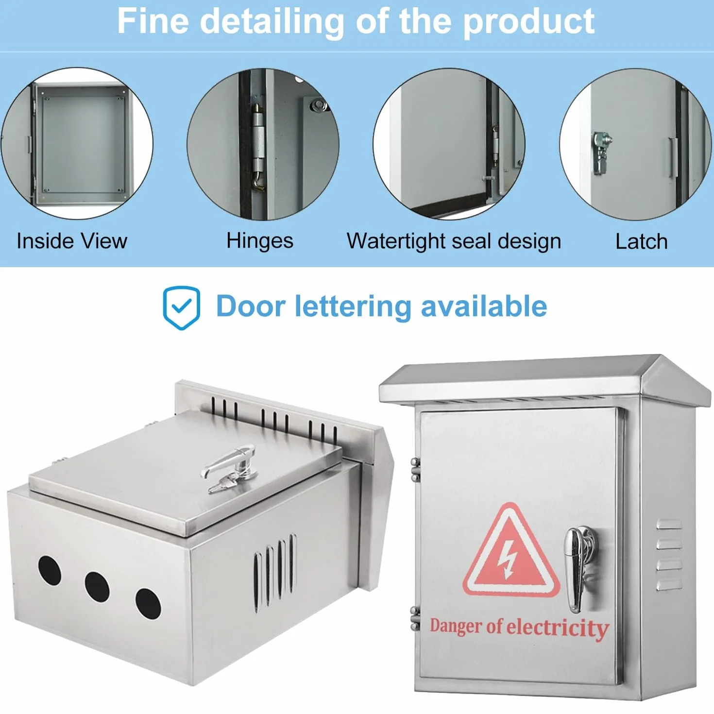 Caja Estanca Exterior Electrica, Acero Inoxidable Cuadro Electrico Superficie, Caja Electrica Superficie, Caja Distribucion Electrica - para Aplicaciones Interiores y Exteriores