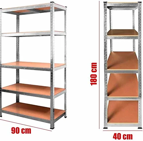 Estantería metálica galvanizada 875Kg 5 Baldas Modular 180 x 90 x 40cm
