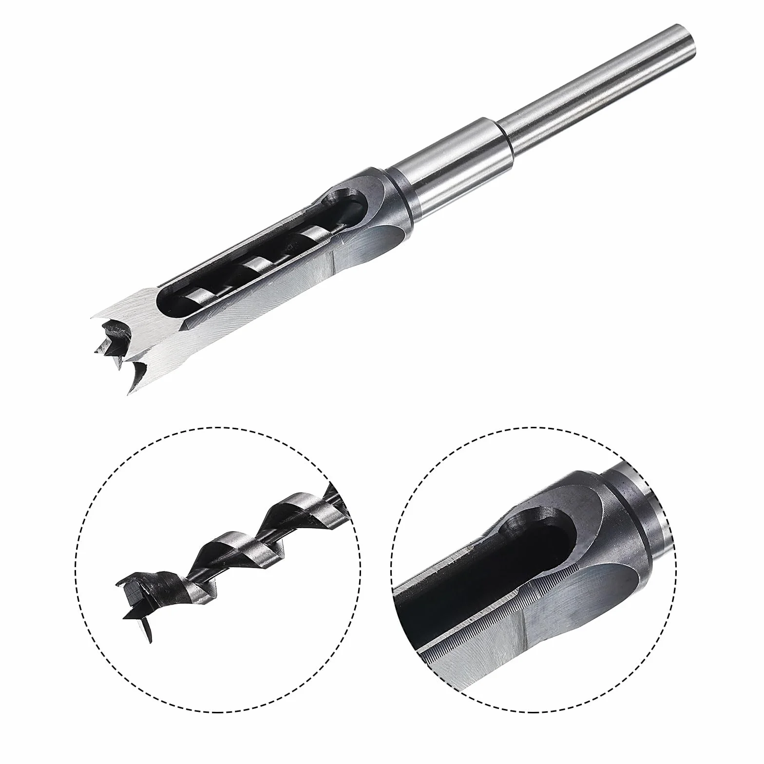 sourcing map Broca de agujero cuadrado de 18 mm (45/64 pulgadas) de acero de alto carbono para máquina de espiga de mortaja de carpintería de carpintería