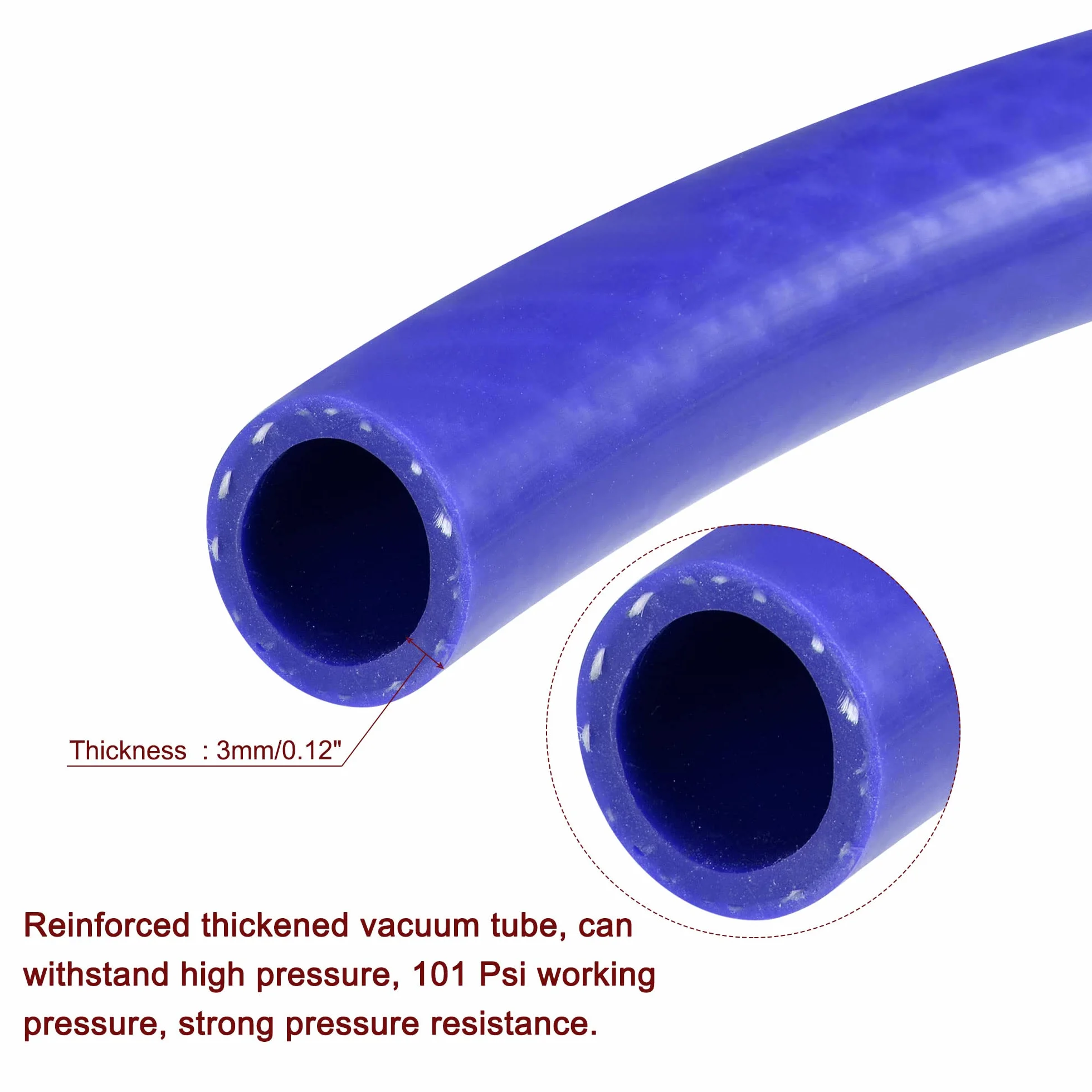 sourcing map Silicona Vacío Tubo Calentador Manguera 16mm ID 1m 101psi 392F Azul Reforzada Alta Temperatura para Motor