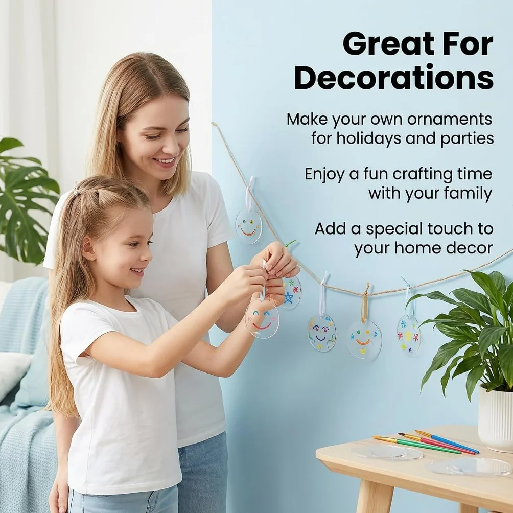 30 discos acrílicos redondos con agujero de 7,5 cm, placas de 1 mm de grosor, transparentes para plóter en blanco, placa de cristal acrílico para pintar, llaveros, manualidades y decoración de bodas