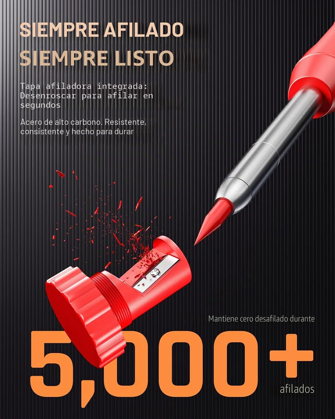 Nicpro 15 Piezas Lápices de Carpintero con Sacapuntas y Estuche, Lápices Mecánico con 40 Recambios, Perforadora Central Automática y Herramienta de Trazado Carburo, Portaminas Resistentes