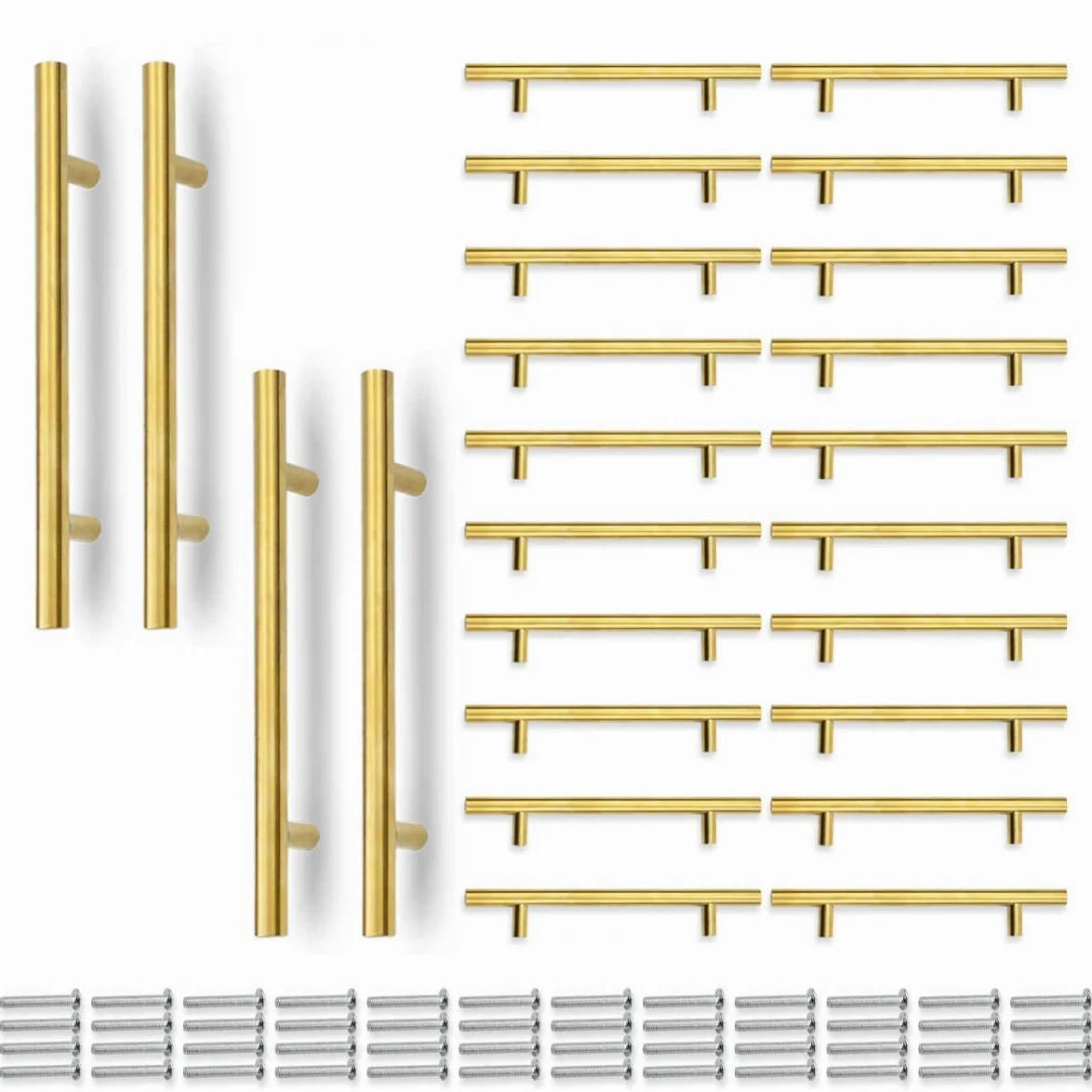 Bwintech 24 Piezas 150MM (96MM Agujero Central) Tiradores Dorados para Tiradores de Cocina, Acero Inoxidable, Ideal para Gabinete, Cajón, Armario