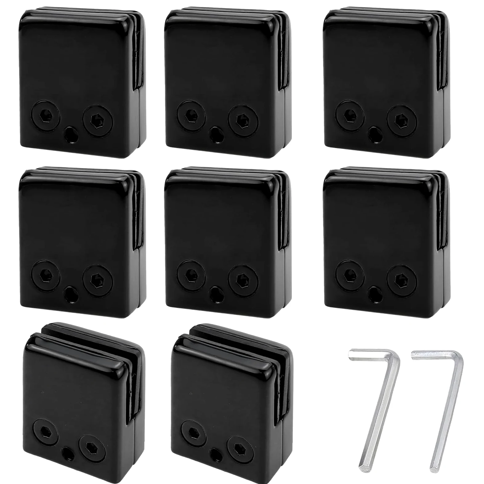 8 Piezas Abrazaderas de Cristal de 8 a 10 mm Clips de Vidro Cuadrado Acero Inoxidable 304 Glass Clamp Abrazaderas para Barandilla, Soporte de Cristal Ajustable