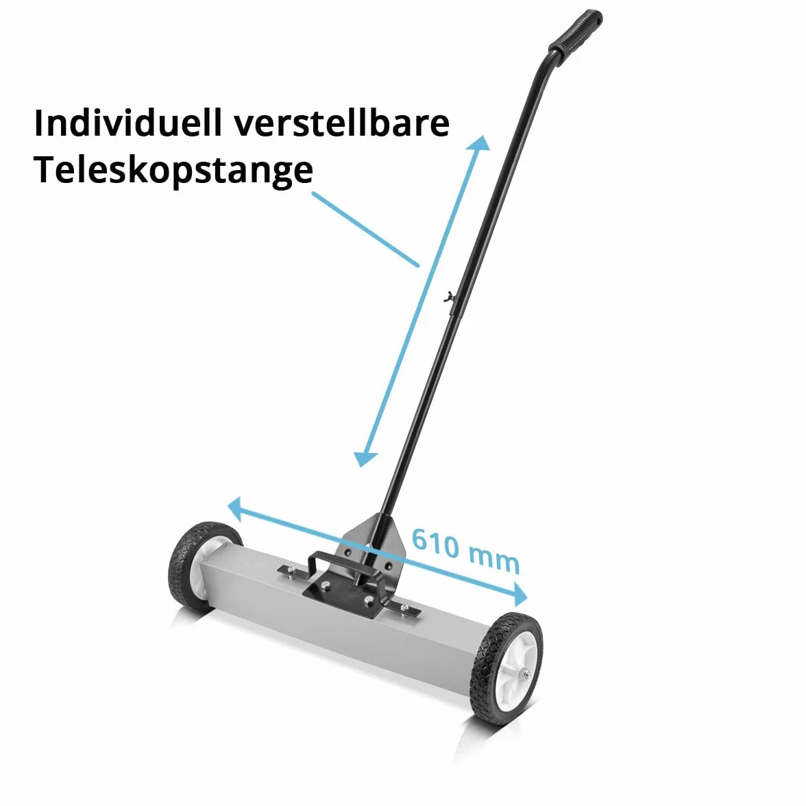 STAHLWERK Barredora magnética MBK-24 ST con 610 mm de ancho y 17,5 kg de capacidad, escoba magnética/recogedora de virutas para virutas de metal, tornillos, clavos y otras piezas pequeñas magnéticas