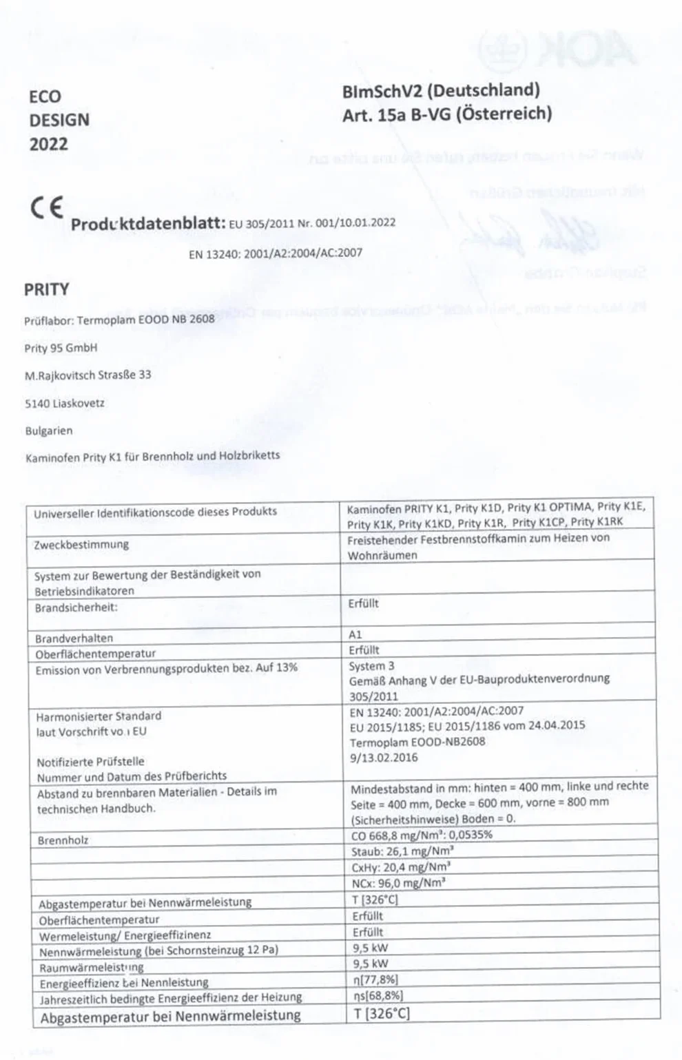 Estufa de leña 9 kW EEK A Acero Negro BimSchV Nivel 2