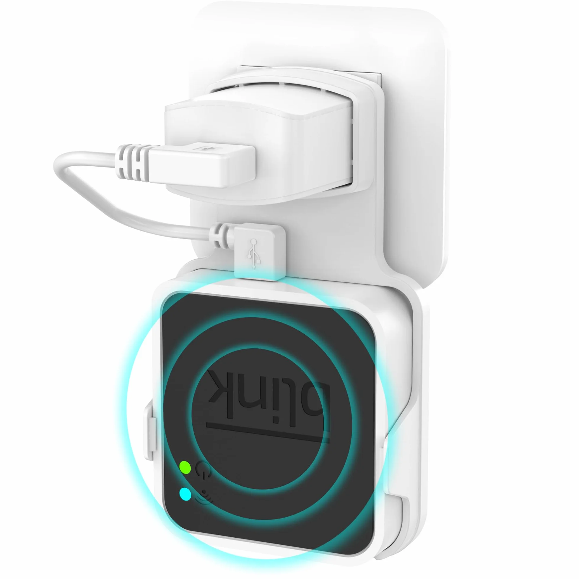 PlusAcc Soporte de pared para Blink Sync Module 2 – Soporte para montaje exterior e interior Blink con cables cortos (blanco)