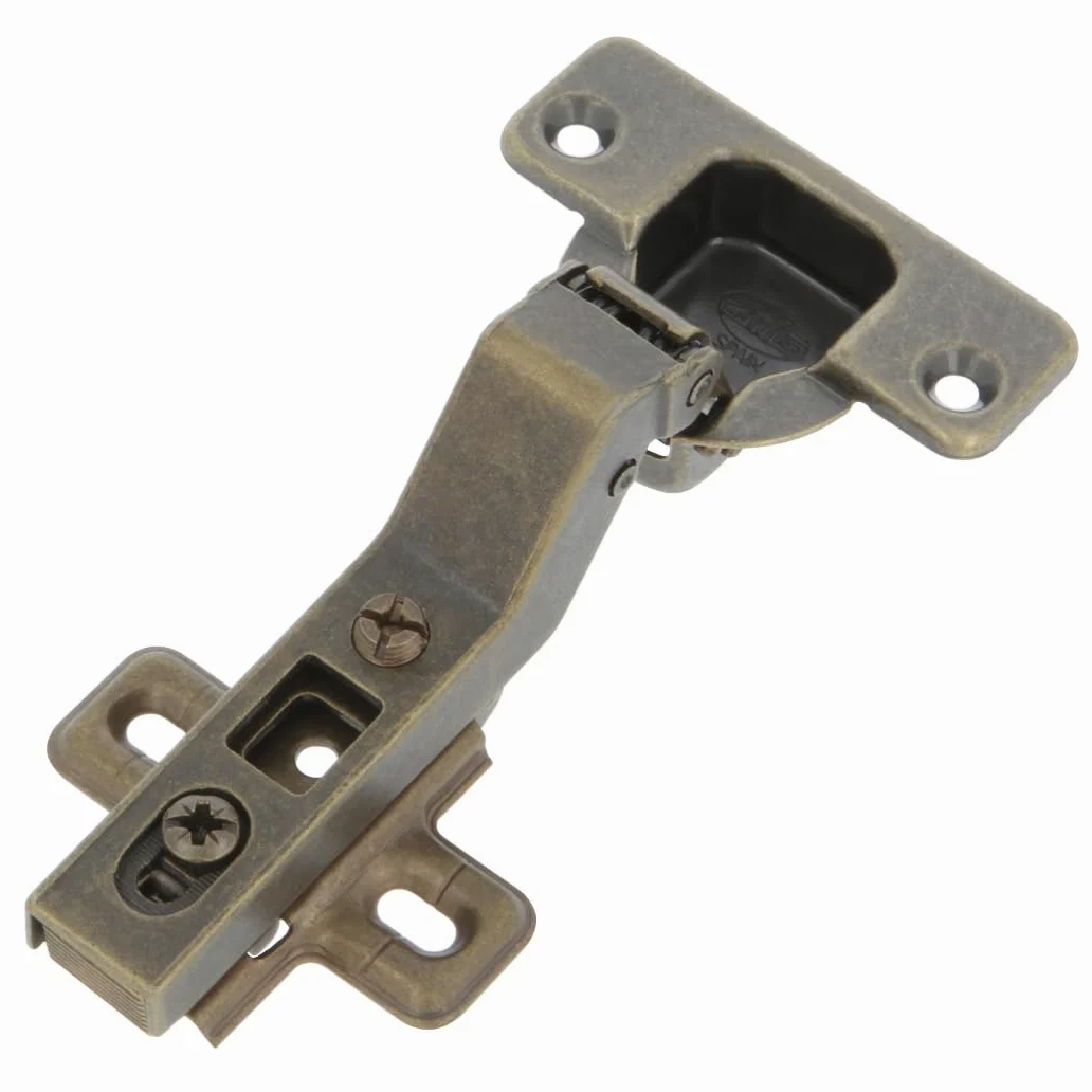 Amig - Pack 20 Bisagras, Cazoleta Recta, Ø35 mm, Con Pestillo de Apertura Rápida, Distancia entre Agujeros de 48 mm, Chaflán +30°, Para Muebles de Cocina, Acero Cuero