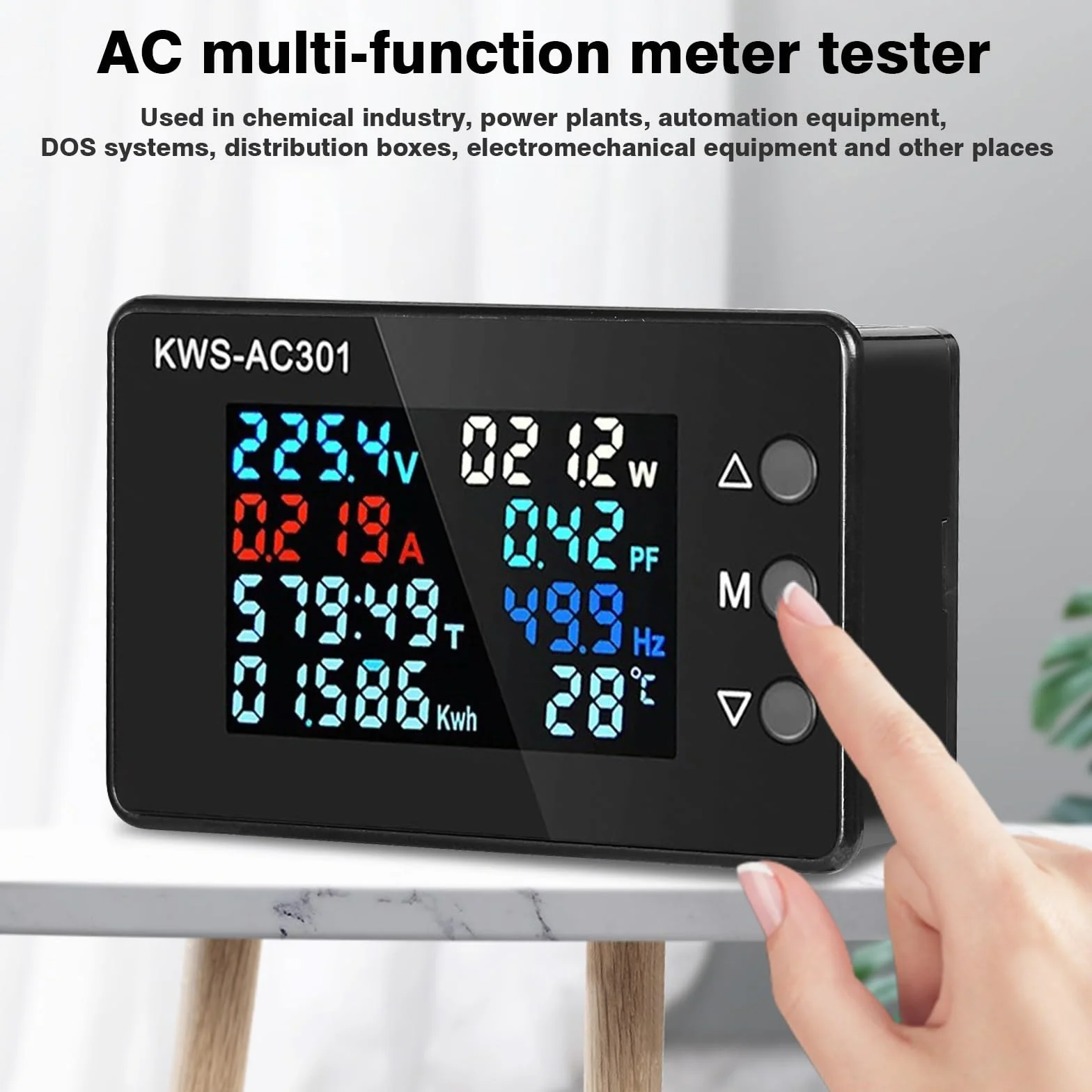 DEWIN Medidor de Consumo Electrico, KWS-AC301 Voltímetro Amperímetro Vatímetro Medidor de Potencia y Energía Medidor Eléctrico Medidor de Electricidad 0-100A CA 50-300V