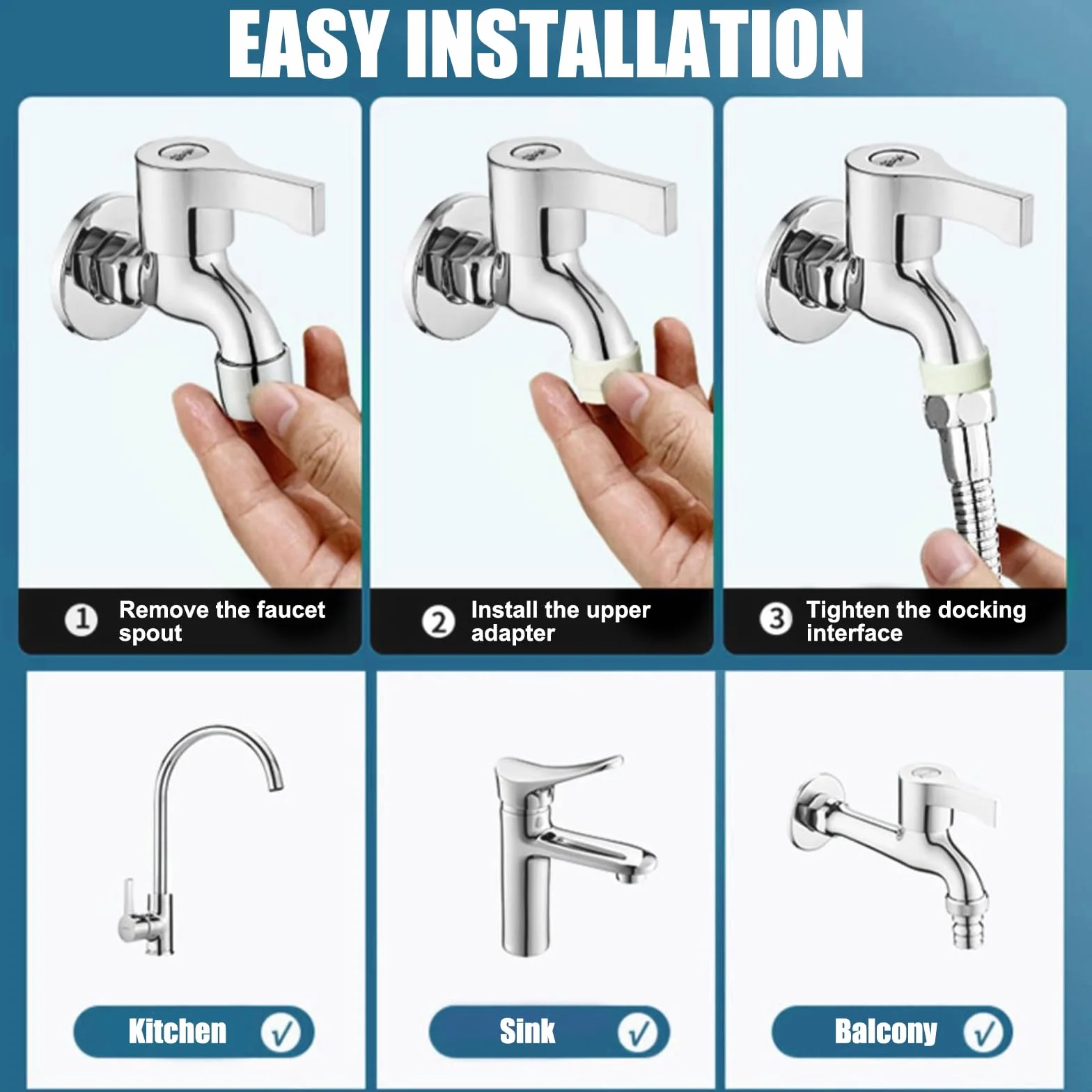 Extensor Grifo, Extensión de Grifo Cocina 30 cm Inoxidable, Extensor de Tap Giratorio de 720° Grados, Con Adaptador de Rosca de Transferencia y Junta Antifugas, para Baños y Cocinas
