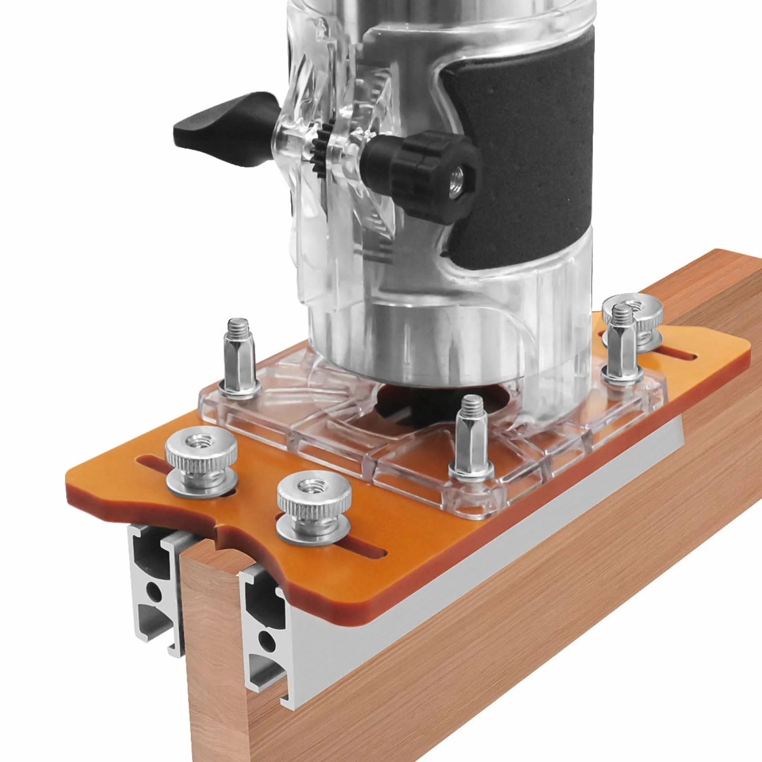 Localizador de Ranuras para Enrutador de Madera, Base de Ranura 2 en 1 y Soporte de Montaje para Máquina Cortadora de 65 Mm, Accesorios Ajustables de Fijación para Enrutador