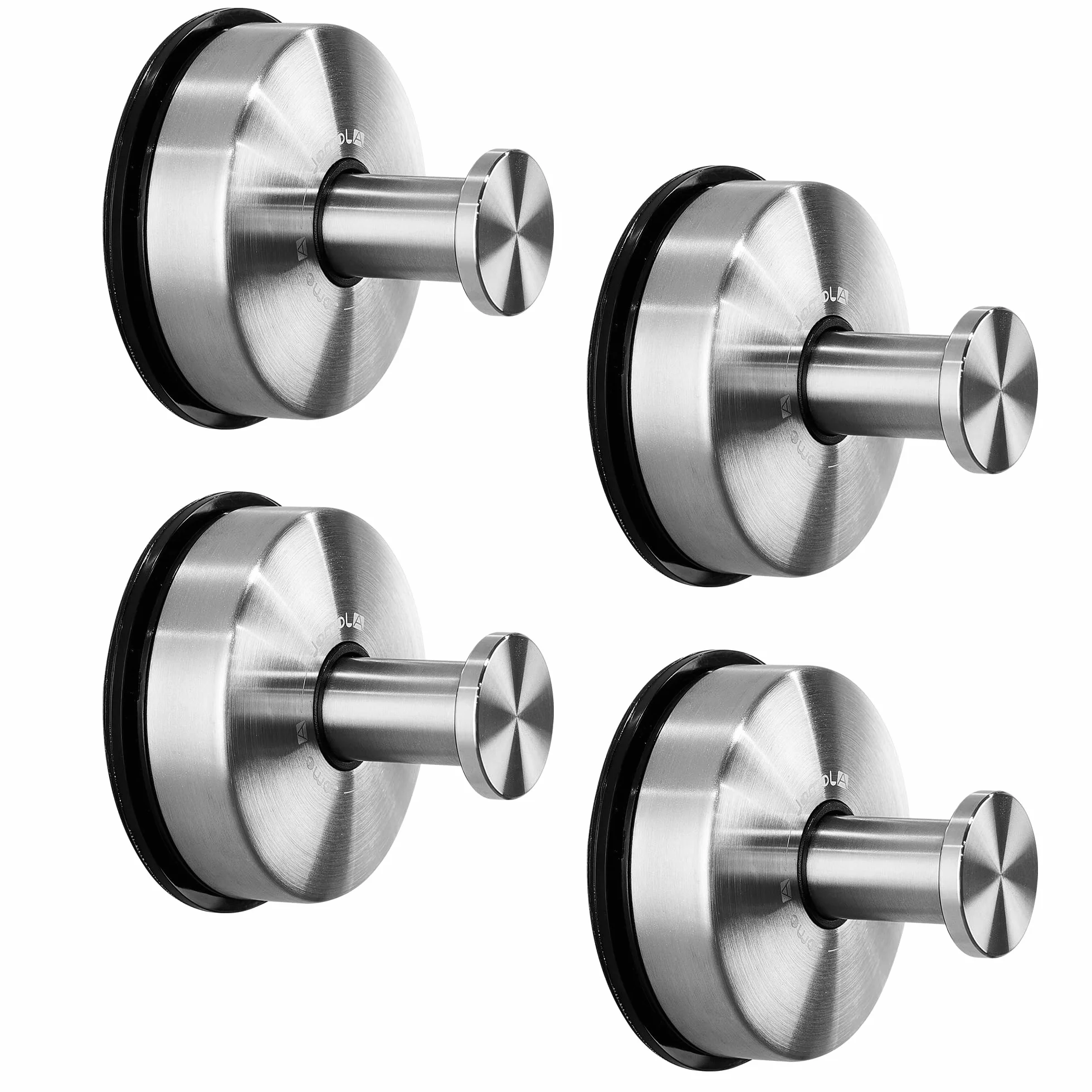 JOMOLA Gancho Ventosa de Vacío Colgador Ventosa Ultra Fuerte Toallero de Gancho para Baño Cocina Sin Agujeros Ganchos Ventosa para Pared Colgador Gancho de Succión Acabado Cepillado Plata 4 Piezas