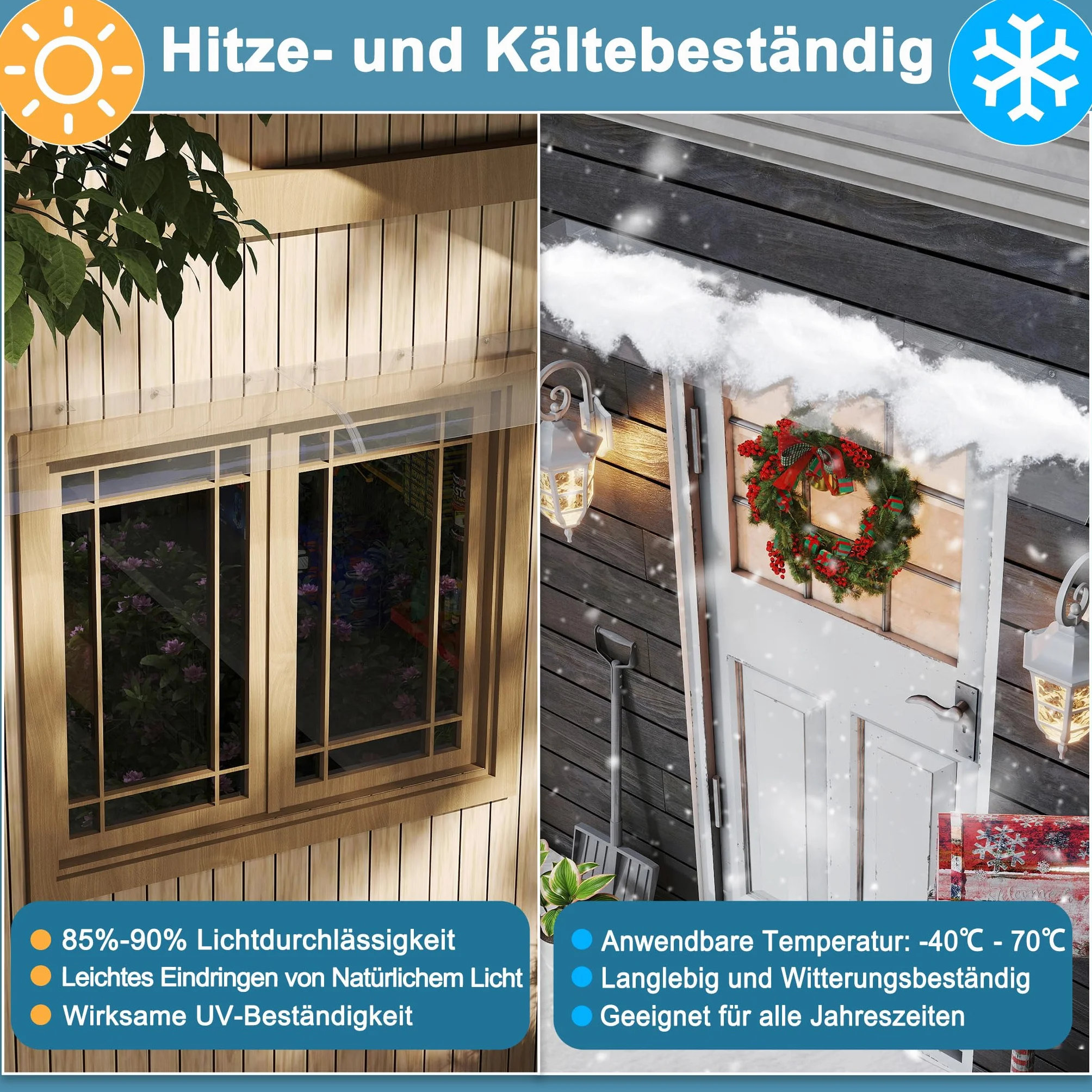Froadp Marquesina para puerta 50x80 cm Techo PET Transparente 3,5 mm Protección Lluvia UV
