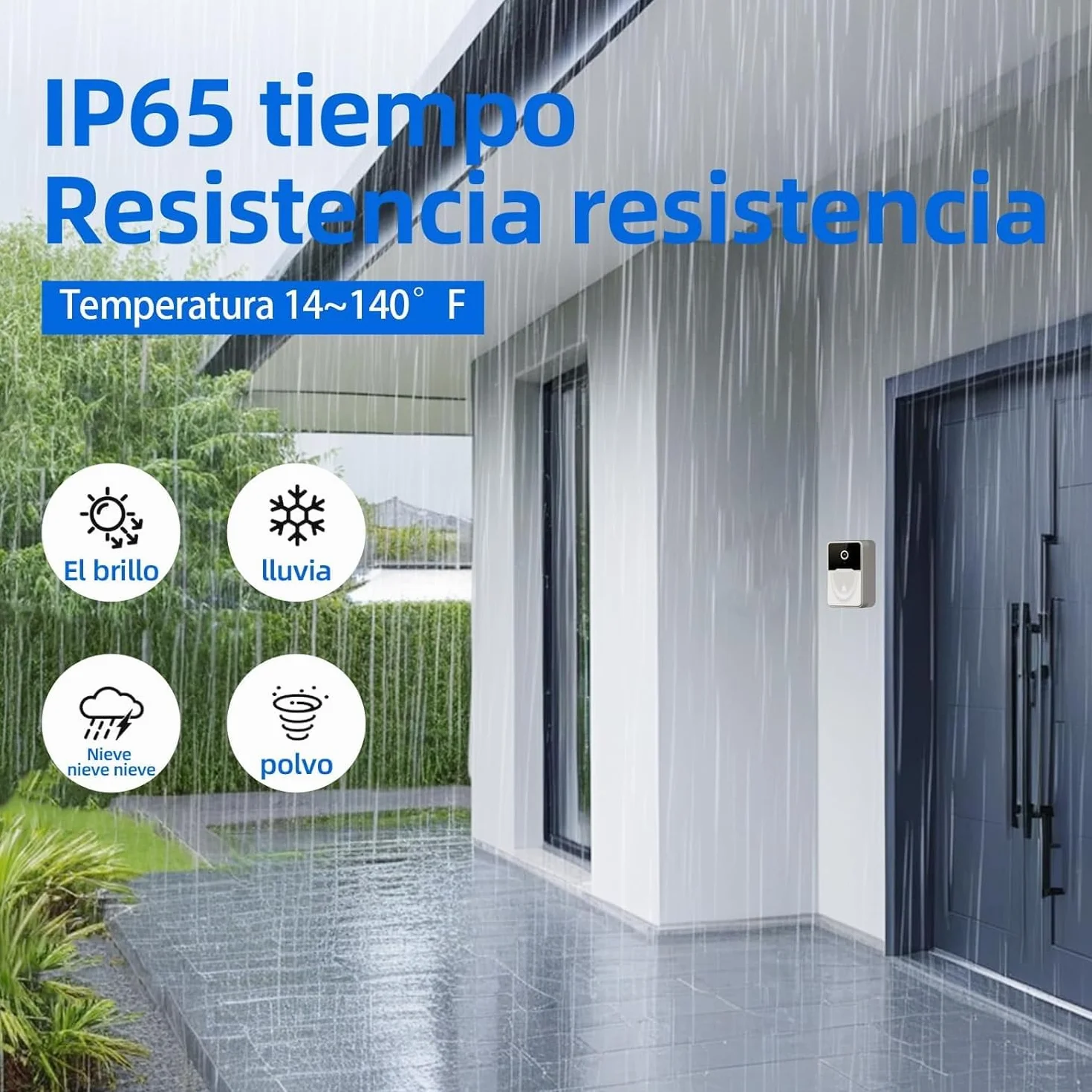 Genérico VideotimbreTimbre Inalámbrico con 2.4GHz WiFi, HD Vídeo Timbre Puerta Inteligente con Cámara, Visión Nocturna, Audio bidireccional, Instalación Fácil por App Cuenta Propia