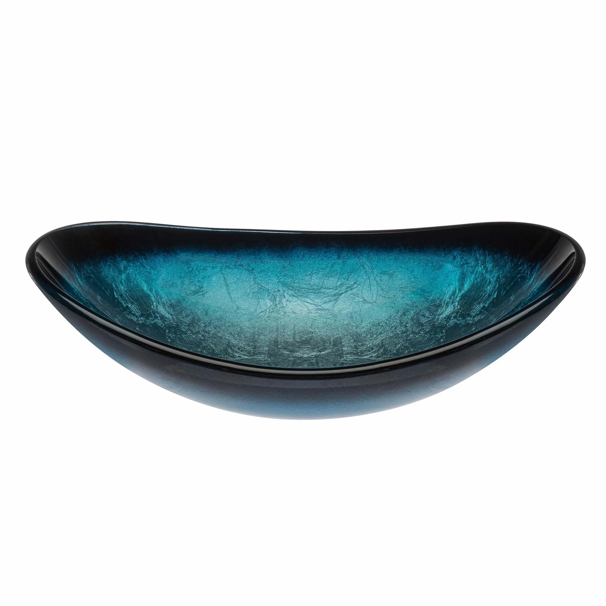 Mai & Mai Lavabo sobre Encimera Lavabo Baño | Ovalado | Vidrio | Azul | 53,5x35,5x16 cm | sin Orificio para Grifo sin Rebosadero | Minerva08