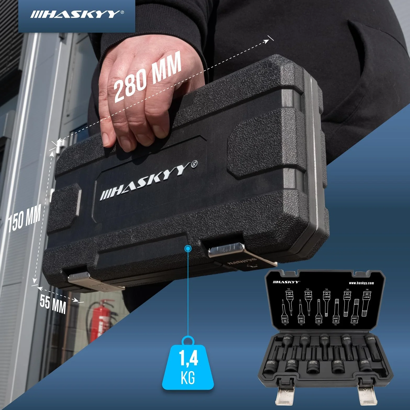 HASKYY Juego de llaves de impacto 1/2 pulgadas T20-T80 y Torx, 10 piezas, para coche, mantenimiento de frenos y reparación