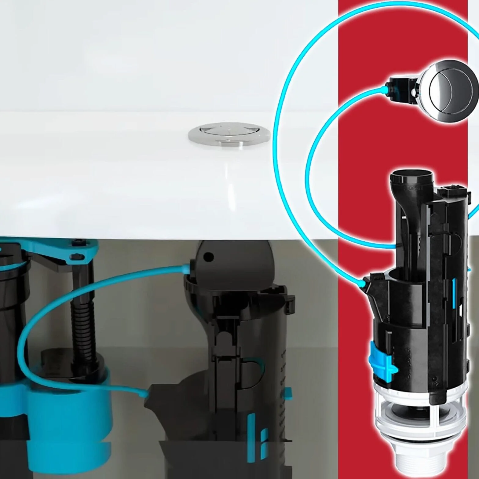 SPARES2GO Kit Botón Pulsador Para Cisterna Inodoro 1,5" 2" Válvula Doble Descarga Universal