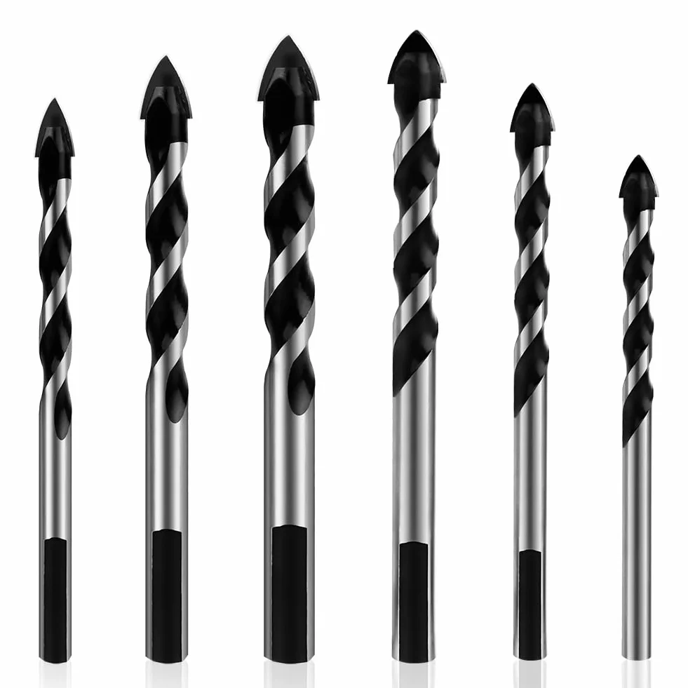 Flintronic Juego de Brocas para Azulejos, 6PCS Set de Brocas(4/6/6/8/10/12 mm) Punta de Carburo de Tungsteno, Adecuado Para Azulejos de Acero Al Carbono, Madera,Vidrio, Porcelana, Hormigón Plástico