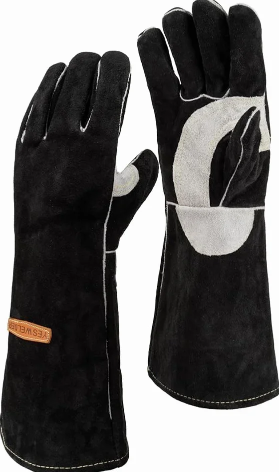 YESWELDER Guantes de Cuero para Soldadura MIG Resistentes al Calor Negros