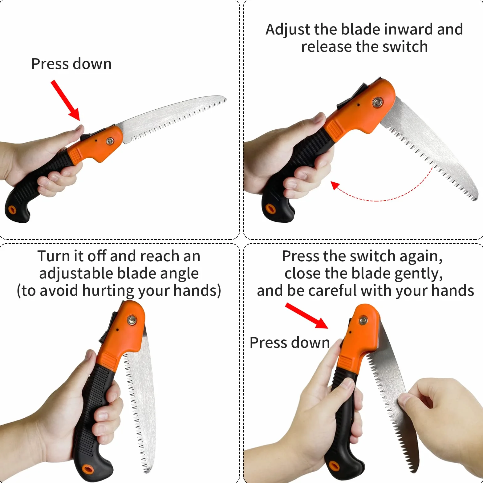 Newaner Serrucho de Poda Plegable 180mm Sierra de Mano Mango Antideslizante Cierre de Seguridad Naranja
