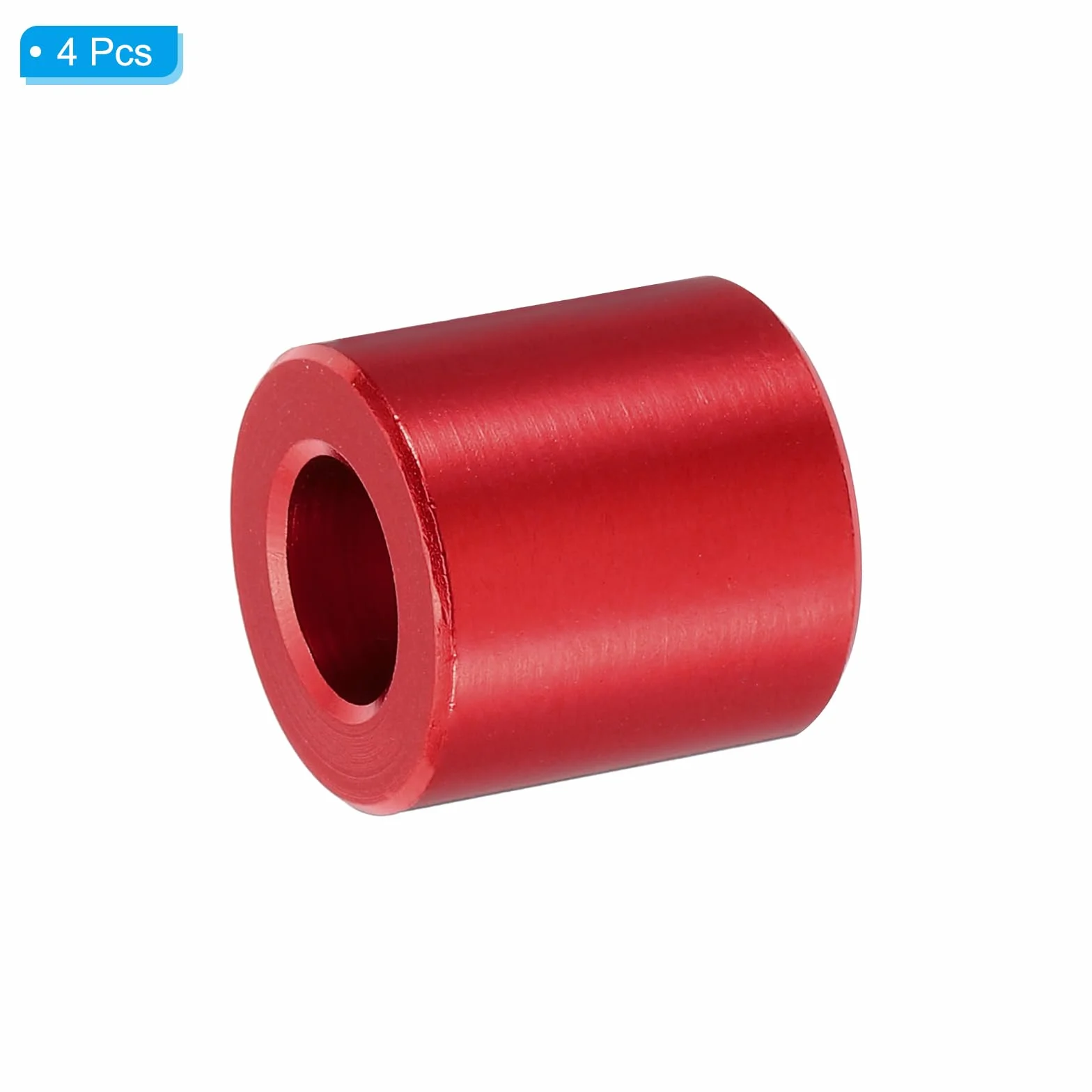 PATIKIL 4pcs M10 Separadores de Aluminio, Espaciadores Redondos de Metal Espaciadores Metálicos de Aluminio para M10 Tornillo Pernos, 20x10.5x20mm (L*ID*OD), Rojo