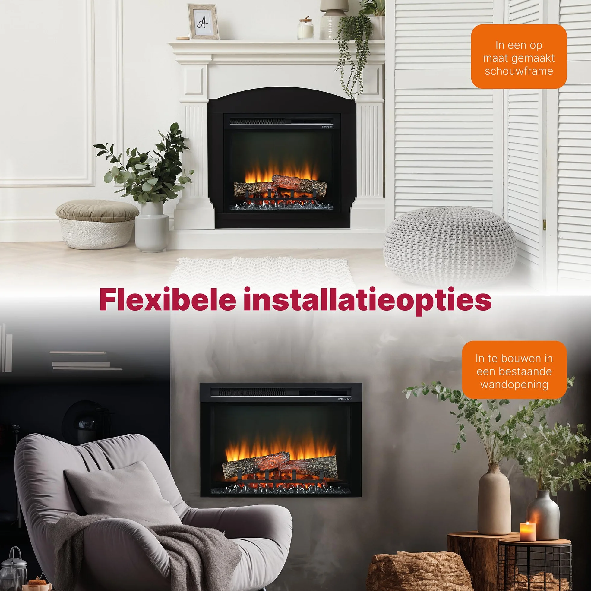 Dimplex Chimenea eléctrica XHD26 Firebox 210975 Efecto Llama Optiflame - Lámparas LED duraderas - Chimenea eléctrica con calefacción - Inserto de Chimenea - Incluye Mando a Distancia, 1400 W, Negro,