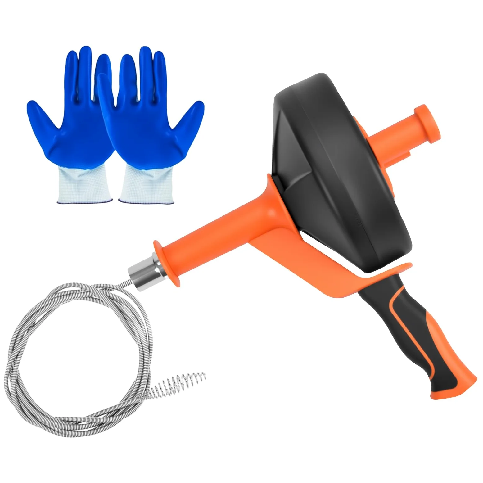 Espiral de limpieza de tuberías con accesorio de perforación de 13 m | Serpentín para Desatascos Ecológico, Ideal para Cocina y Baño – Cable de Acero al Manganeso, Empuñadura Antivibración