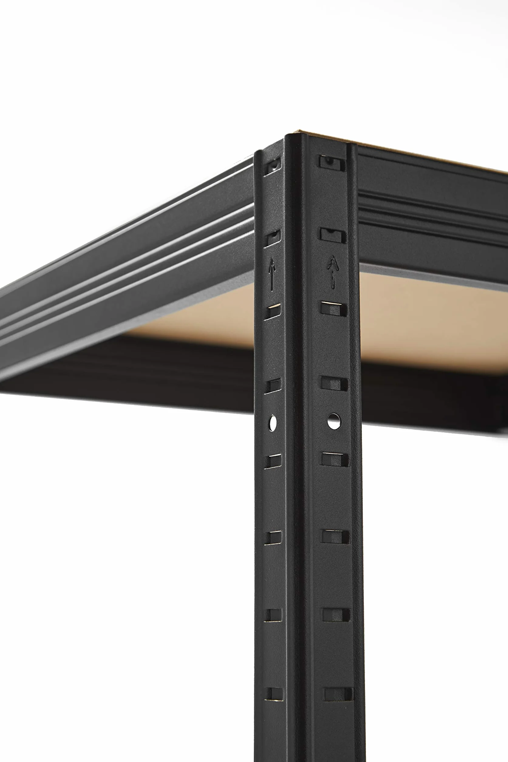 KG KITGARDEN Estantería Metálica Almacenaje Acero en Negro y 4 Baldas de MDF, 150x60x30cm