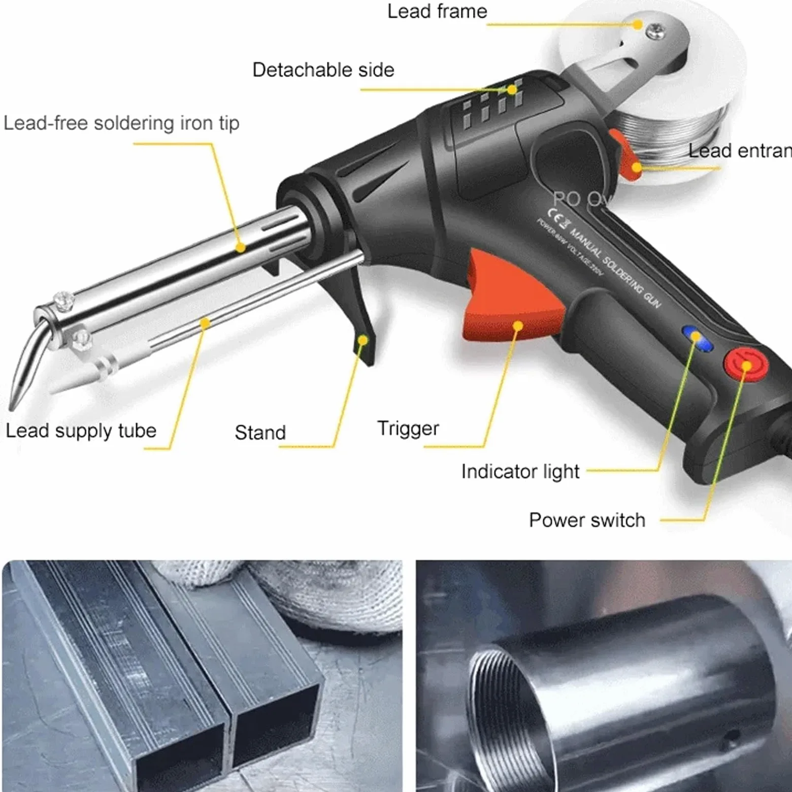 Herramientas de soldadura láser industriales calentadas internamente, juego de pistolas de soldador multifunción, pistola de soldadura portátil para metal, soldador automático 3 en 1 (verde, calor