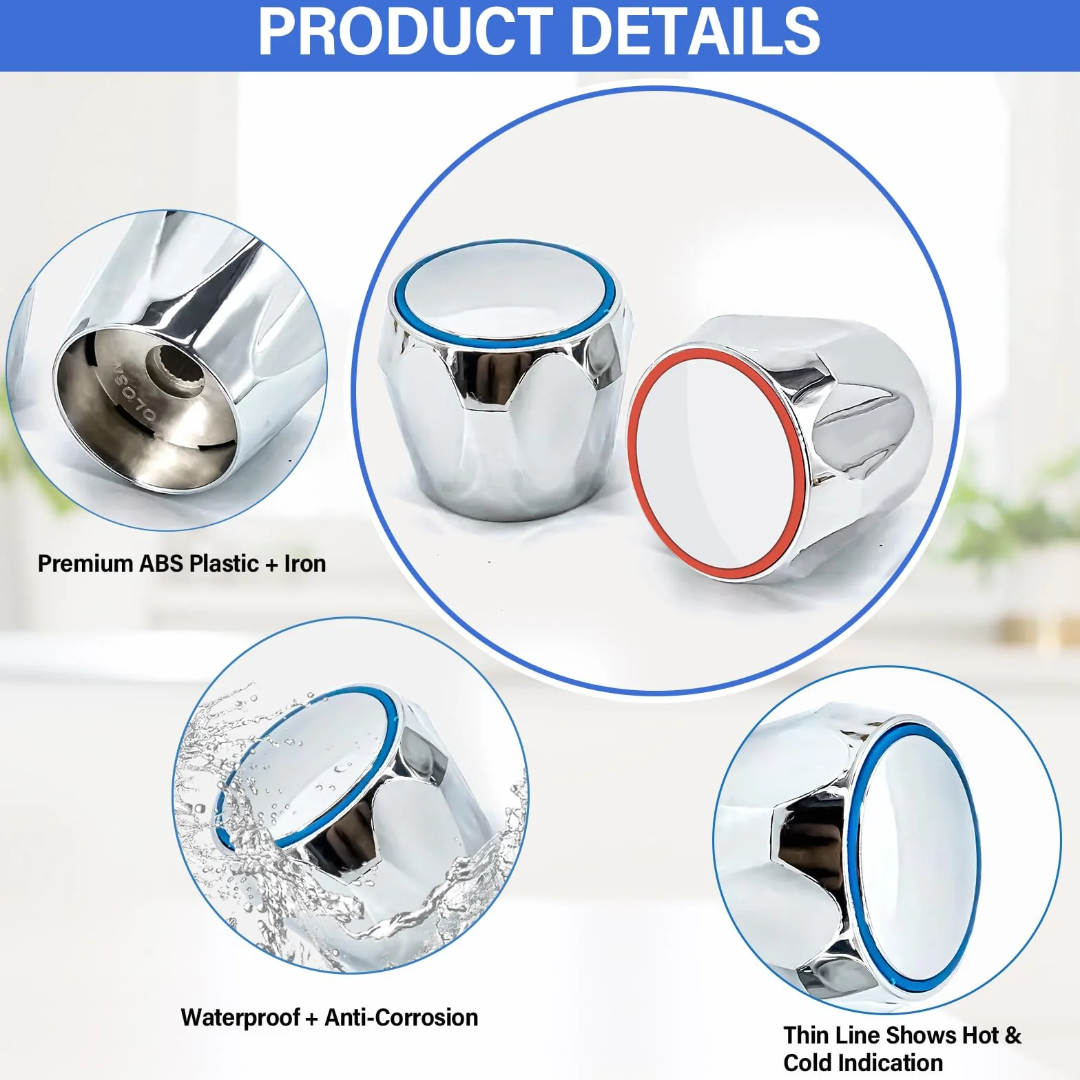 4 Kit de Válvula de Grifo, 1/2" Válvula De Grifo De Baño Interior, Cabezal Ceramico Reemplazo Cartucho, Accesorios de Válvulas de Grifo para Cocina Baño