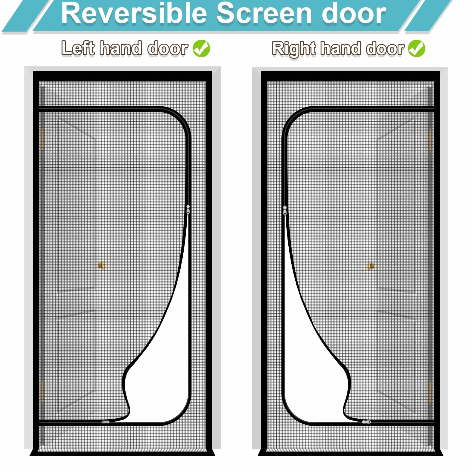 MAGICDOOR Mosquitera Puerta para Gatos Reversible 105x180cm, Blanco | Malla Resistente, Evita Que los Gatos Perros se Escapen de casa, con Cremallera Bilateral, Cinta 4cm en Parte Superior