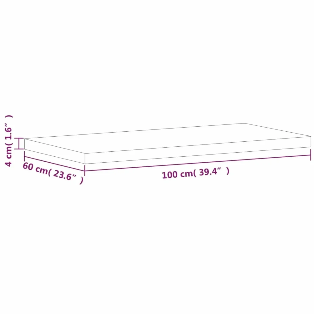 vidaXL Encimera de Baño, Tablero de Lavabo Estante, Encimera de Tocador Armario, Encimera para Casa, Madera Maciza de Haya 100x60x4 cm