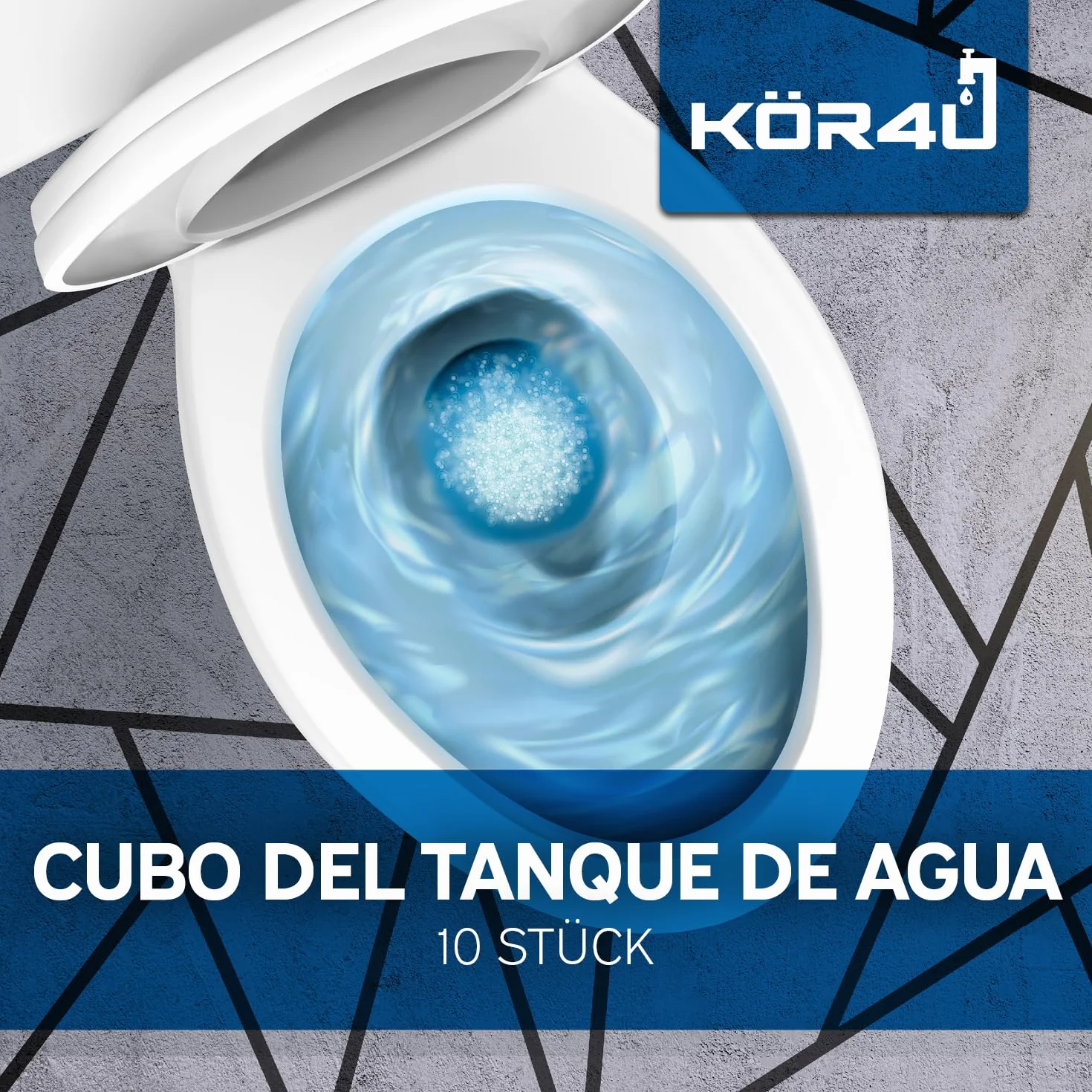 kör4u Cubo de agua pastillas de inodoro azules antical y depósitos ecológicas biodegradables
