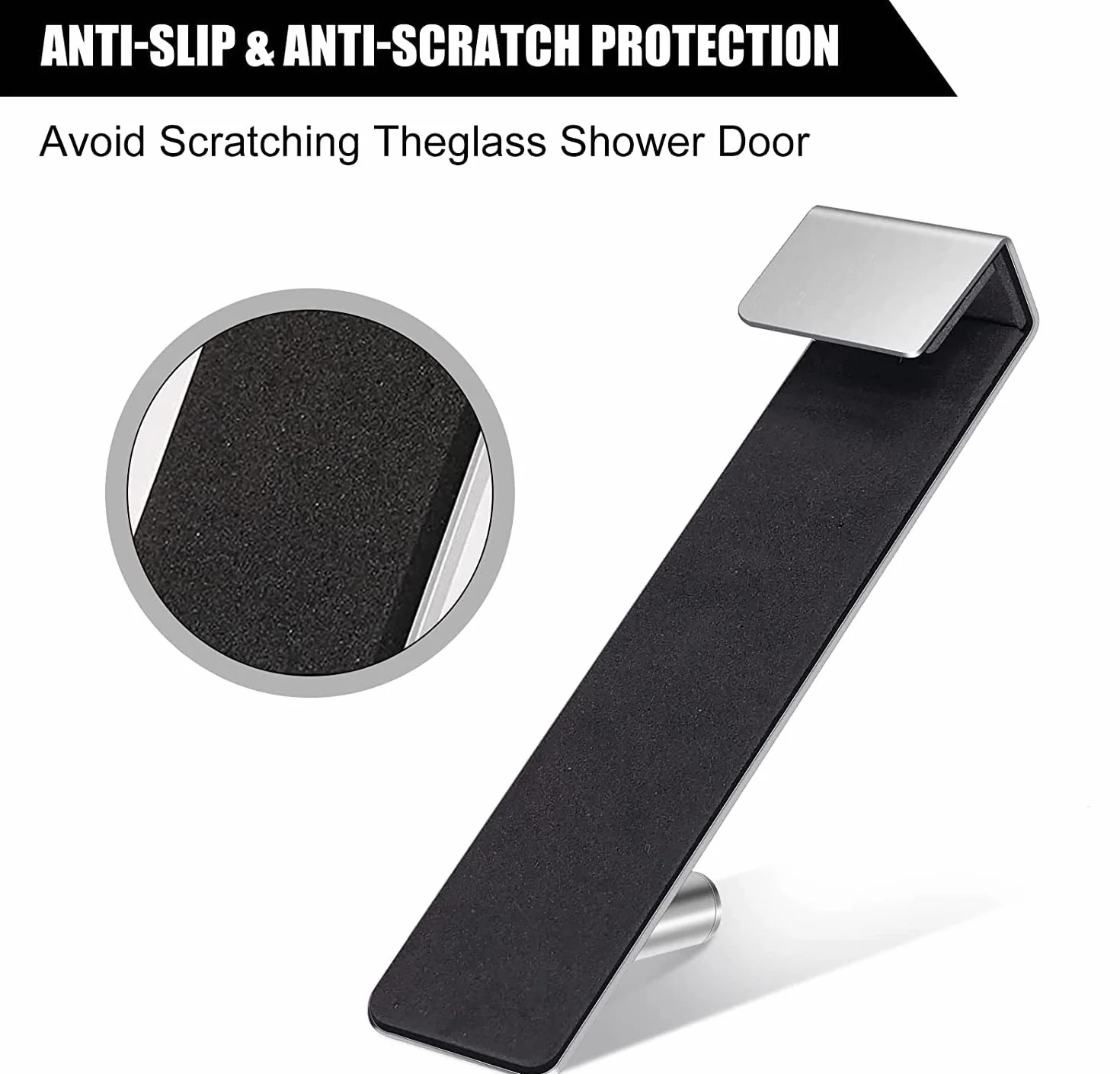 4 Piezas Gancho de Ducha, Gancho para Mampara de Ducha, Acero Inoxidable Sin Perforaciones Gancho de Puerta para baño Toallas Colgar-Plateado(17,8cm)