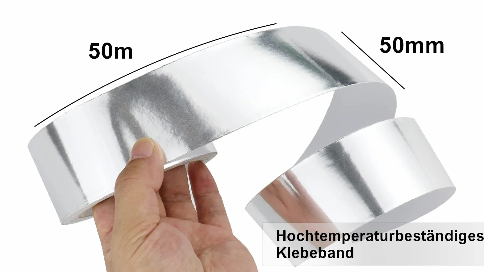 BOMEI PACK Cinta de aluminio 50mmx50m cinta de alta temperatura cinta reparación de aluminio para conductos, aire acondicionado - 2 Rollo Cinta Adhesiva de Aluminio,