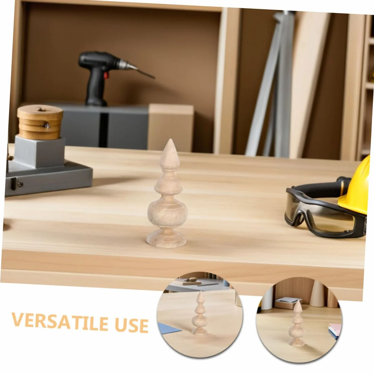 HOMSFOU Remates Decorativos y Barras de Cortina 2 Piezas de Madera sin Terminar Superficie Lisa y Tallado Fino para Postes de Cama para Decoración Interior DIY