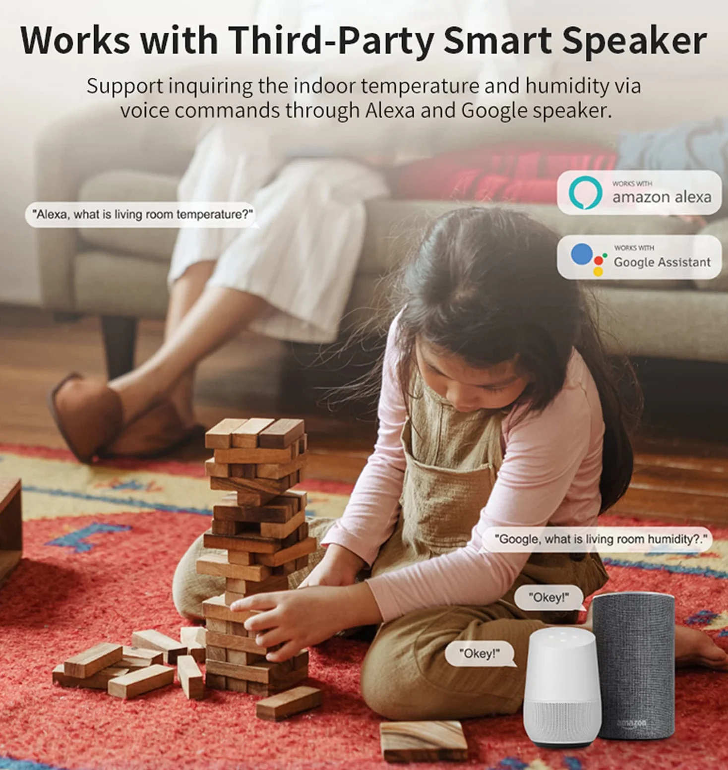 Sensor Termómetro Higrómetro WiFi Inteligente Temperatura Humedad Monitor Remoto Alerta App TUYA Compatible Alexa