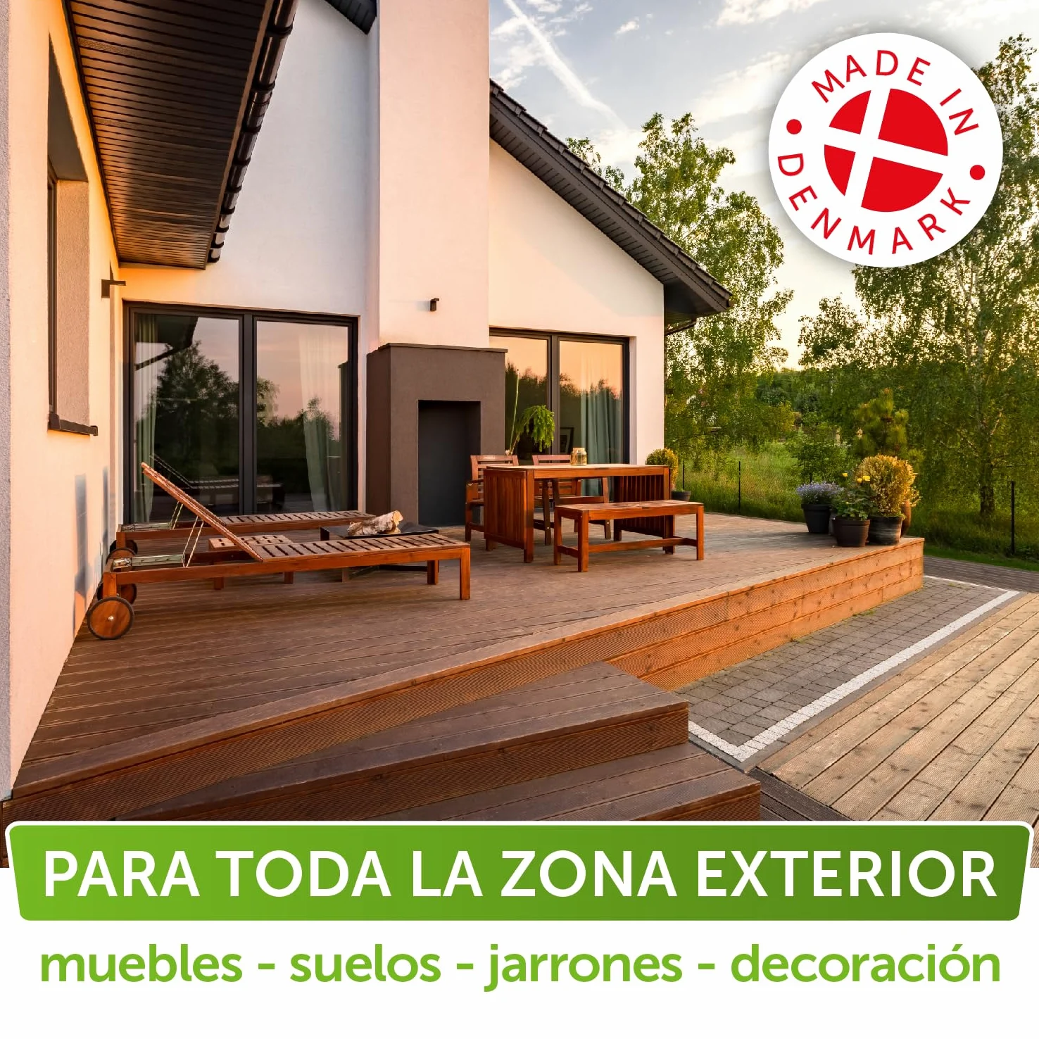 Nordicare Aceite para madera exterior [1L] Aceite para teca, roble, acacia o alerce | Aceite para la protección de la madera en exteriores | Aceite de teca para muebles de jardín