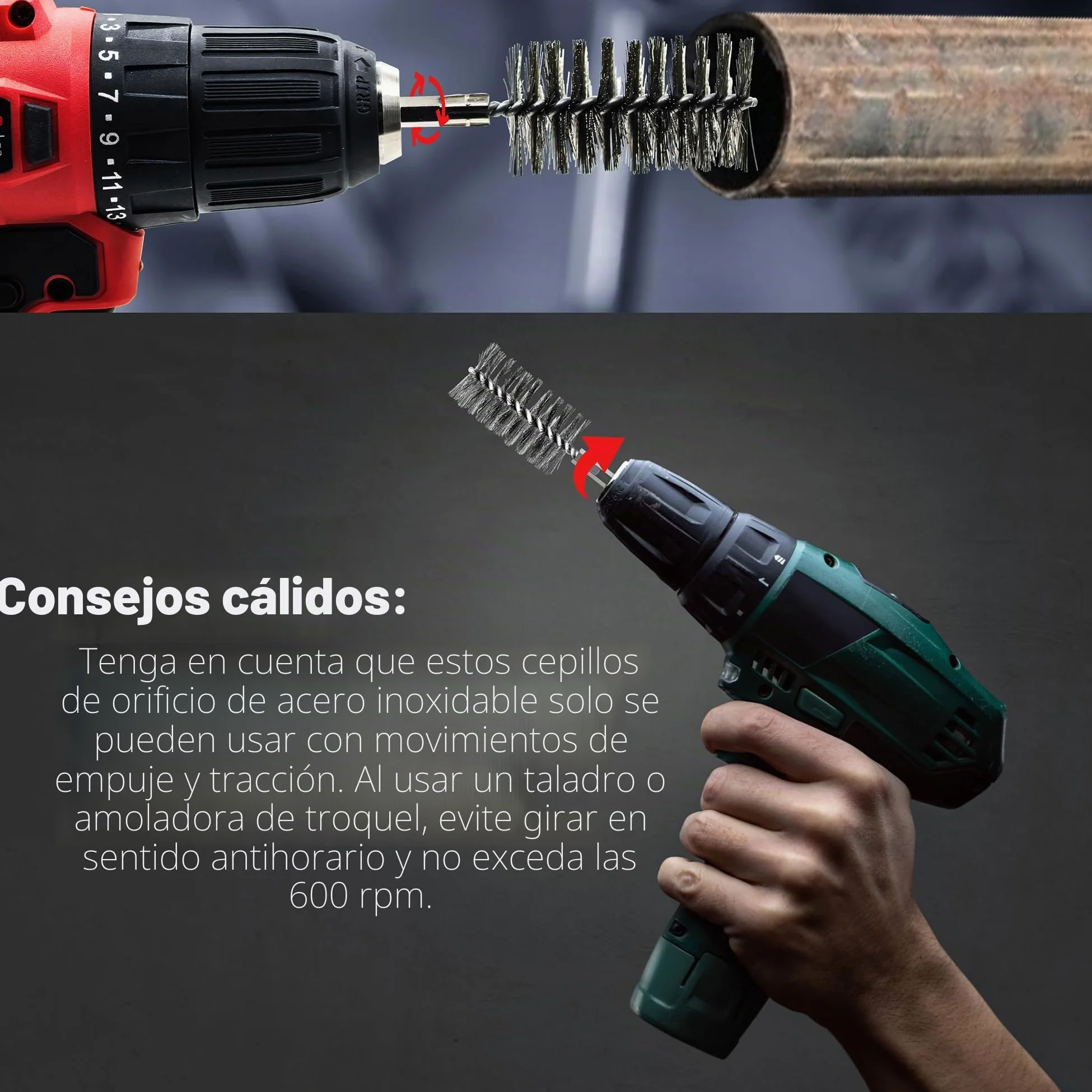 ASNOMY 14Pcs Cepillos de Alambre para Taladro, 8-25 mm Cepillo cilíndrico de acero inoxidable, con barra hexagonal, Cepillo Metálico para Limpieza y Pulido Superficies Metálicas Desoxidar