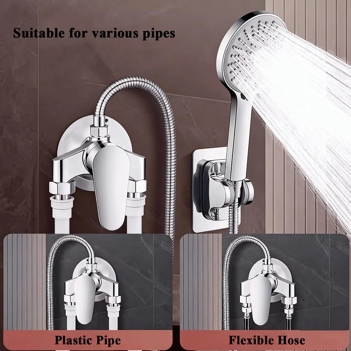 Grifo Mezclador de Ducha, Grifo de Ducha Montado en Pared, Válvula Mezcladora Manual para Agua Fría y Caliente, Acabado Cromado