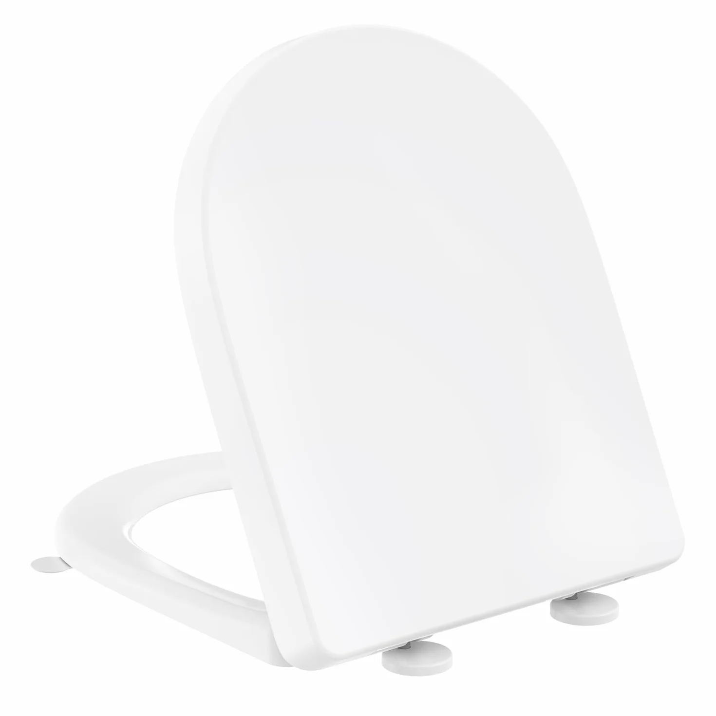 Tapa WC Universal Forma de D [LARGO], YEAUPE PRO Asiento de Inodoro de Cierre Suave con Liberación Rápida para una Fácil Limpieza, Blanco, 44,6 x 36,1 x 5cm, Incluye plantilla de instalación