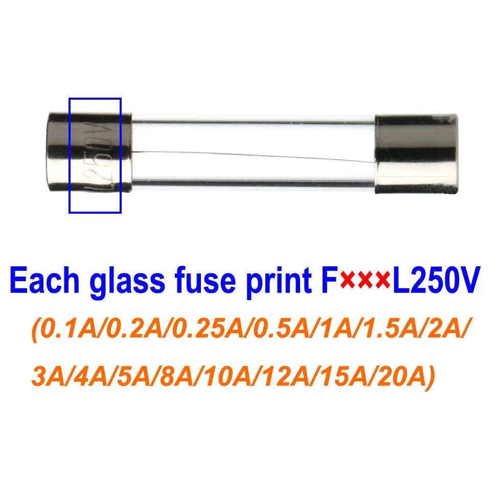 Gebildet Fusibles de Tubo de Vidrio 15 Valores 180pcs 5×20mm 250V