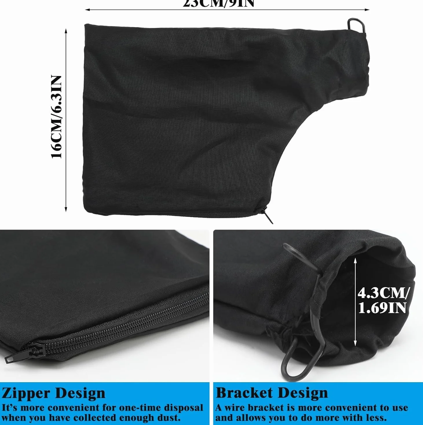 Bolsa de Polvo para Sierra Ingletadora 255, Colector de Polvo con Cremallera y Soporte Alambre 02149