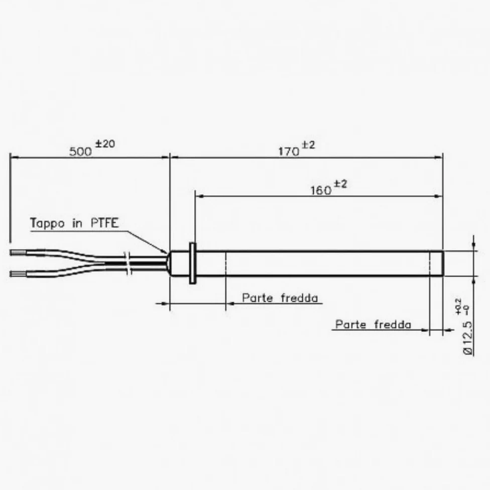 Bujía para estufa de pellets compatible PALAZZETTI/MCZ/SUPRA/JOTUL (170/160 mm, Ø12,5 mm, 350 W, brida) de alta calidad con conectores
