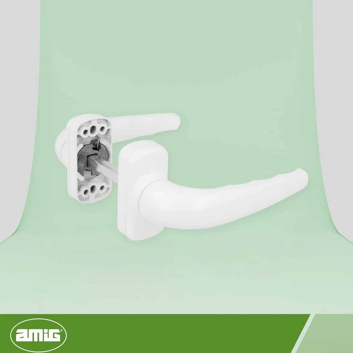 Amig - Juego de Manilla de Roseta Reforzada - Modelo Sendoa - Fabricada en Aluminio - Medida: 125 X 66 mm - Cuadradillo de 8 mm - Blanco