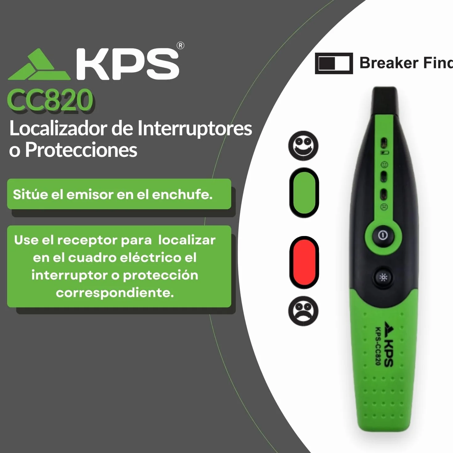 KPS-CC820 Comprobador de enchufes y localizador de protecciones