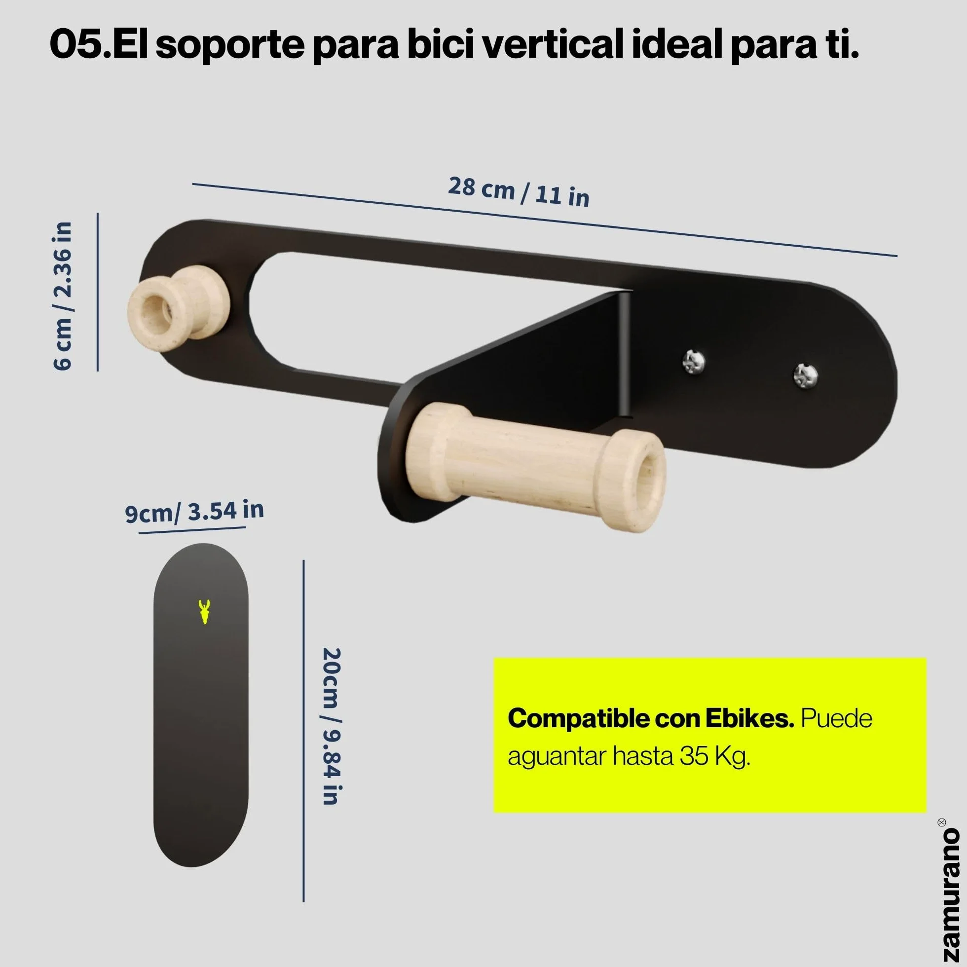 Soporte bicicleta pared, gancho bici vertical, colgador bicicleta y casco negro para bicis de carretera, mtb, eléctricas. (1)
