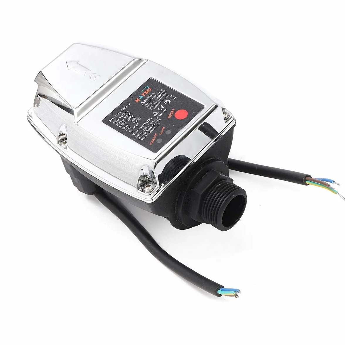 KATSU Interruptor de Control de Presión de Bomba de Agua Automática, Controlador de Presión Electrónico Ajustable, para Bomba Sumergible, Bomba de Refuerzo de Agua, Bomba de Jardín